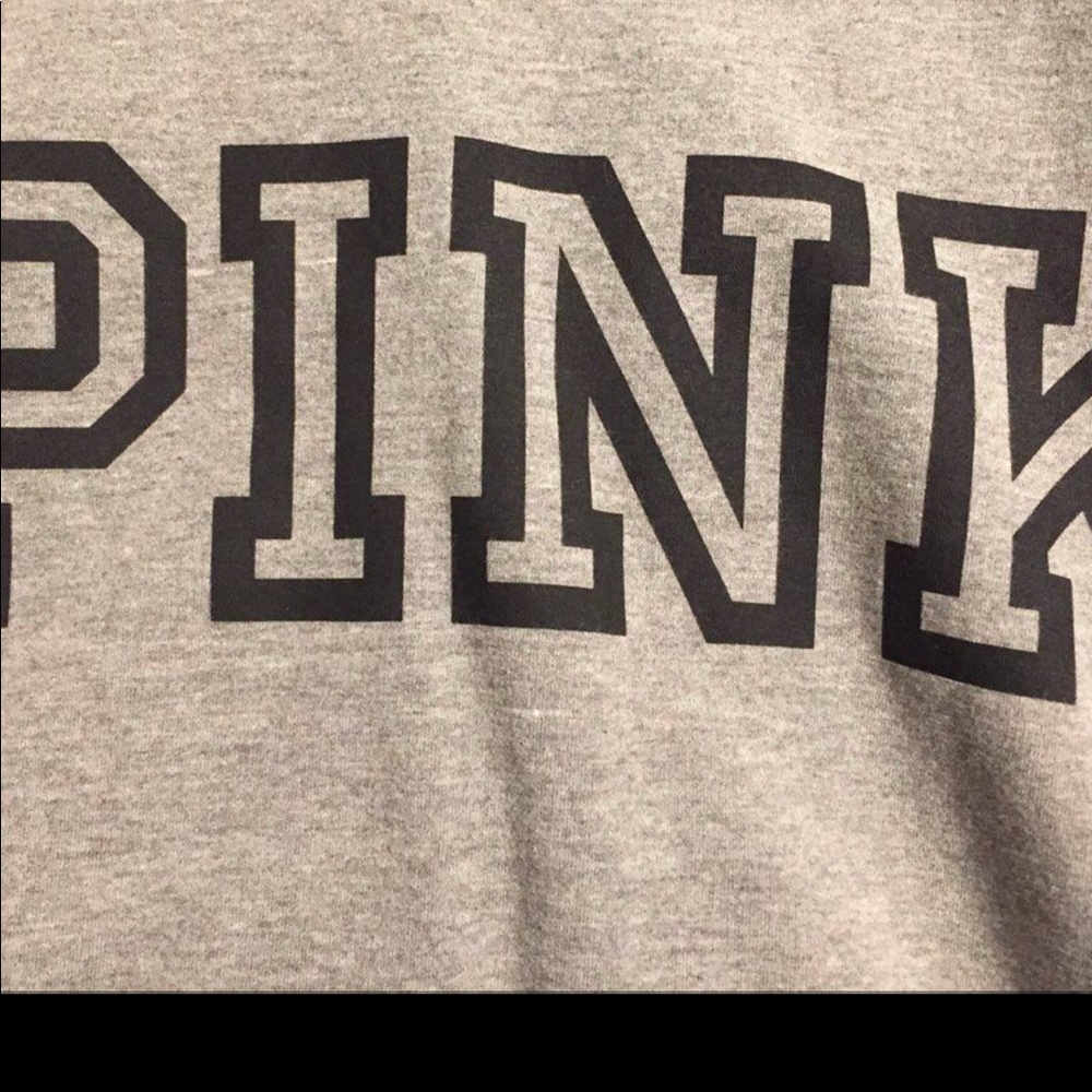 PINK Gray & Black Mock Neck Pull Over